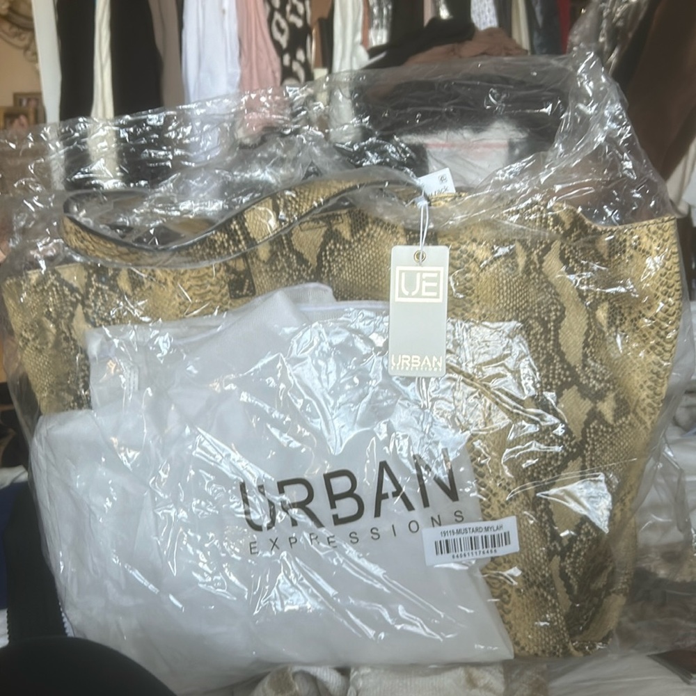 Brand new snakeskin like tote